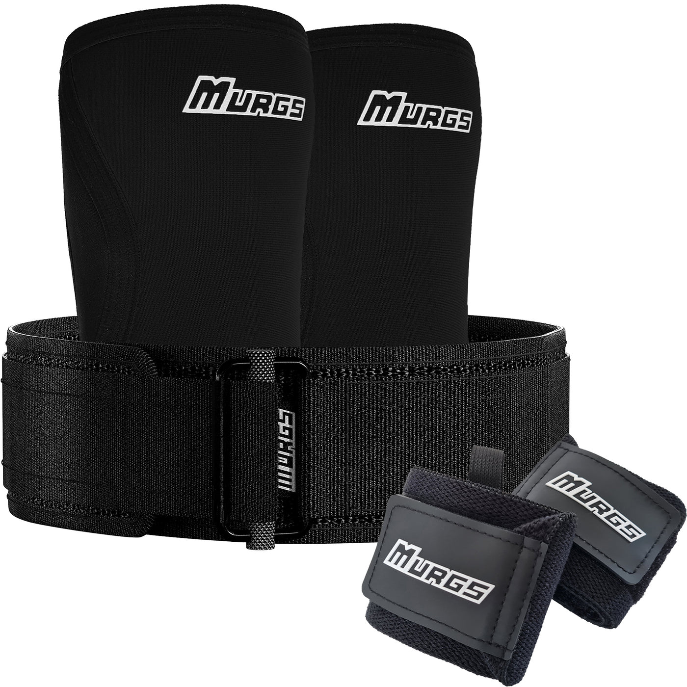 Murgs V2 7mm knee sleeves, 4 inch lifting belt and wrist wraps bundle